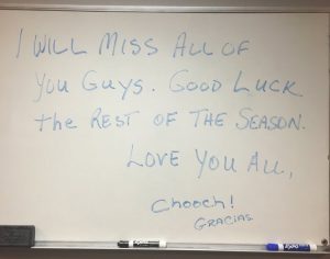 Carlos Ruiz left a message to his teammates on the locker room whiteboard after being traded to the Los Angeles Dodgers. 