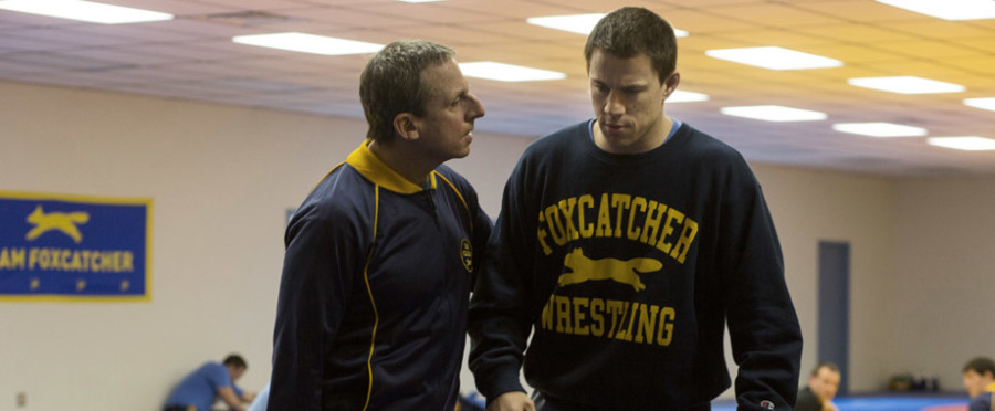 Steve Carell (left) and Channing Tatum (right) in Foxcatcher.