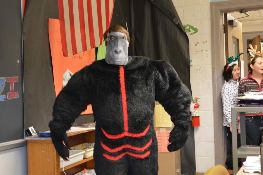 Student wishes somebody to dress up in a gorilla costume to dance and sing Dominic the donkey to them.