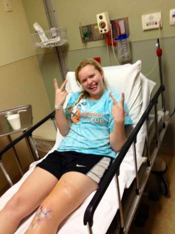 Senior Hailey Hambach in the hospital following her ACL surgery