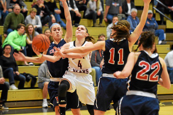 Boyertowns Victoria Boalton splits the defense in the Lady Bears 46-30 win over Central Bucks East.