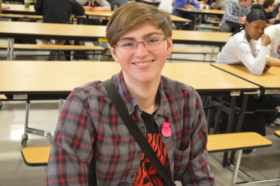 Tommy Johnston received a wooden rose from a friend on Valentines Day during the FBLA sale.