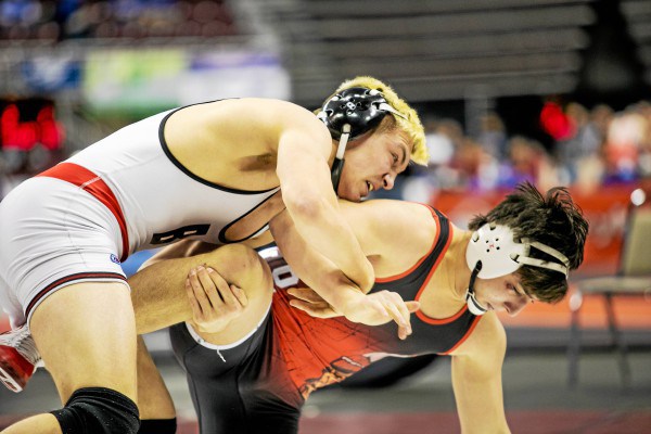 Senior Elijah Jones wrestling in Hershey.