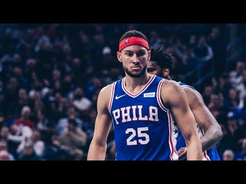 Sixers PG Ben Simmons stares down the Knicks after throwing down a vicious dunk as the Sixers killed the Knicks 131-109.