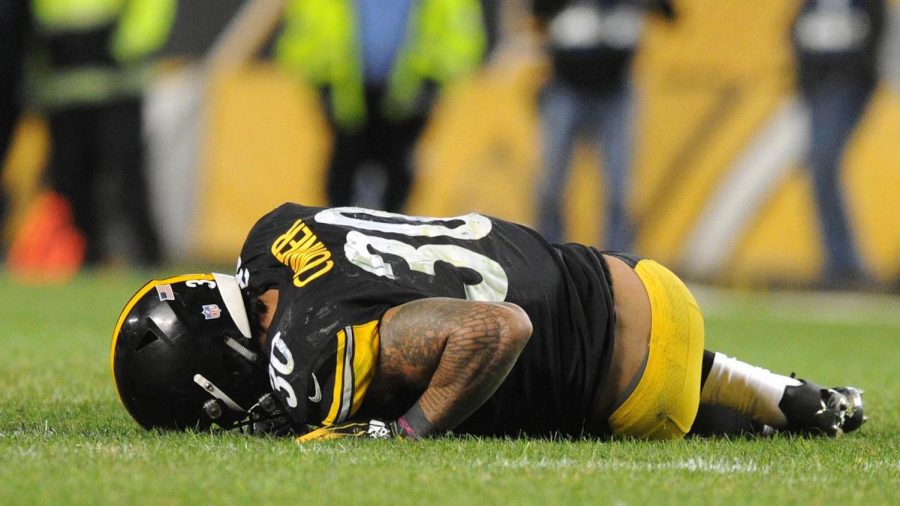 Steelers+running-back+James+Conner+went+down+with+a+sprained+ankle+late+in+the+loss+against+the+Chargers+on+Sunday.+