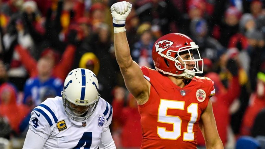Chiefs+LB+Frank+Zombo+celebrates+as+the+Chiefs+defeated+the+Colts+to+move+on+to+the+AFC+Championship.