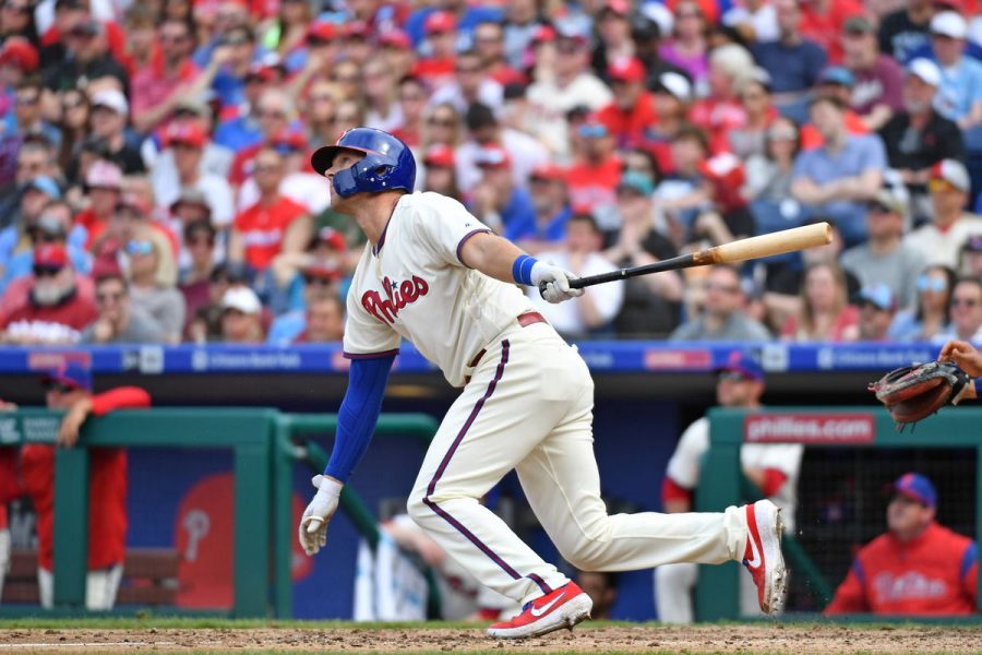 Rhys Hoskins hit the go-ahead, game-winning, 2-run homer on Sunday as the Phillies won the series 2-1 on Sunday.