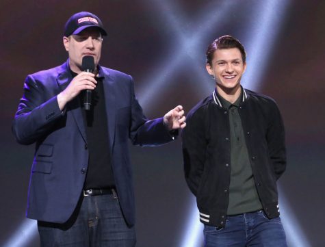 Kevin Feige, groundbreaking Marvel Studios producer, and Tom Holland., who plays the current Spider-Man, announcing the new deal.