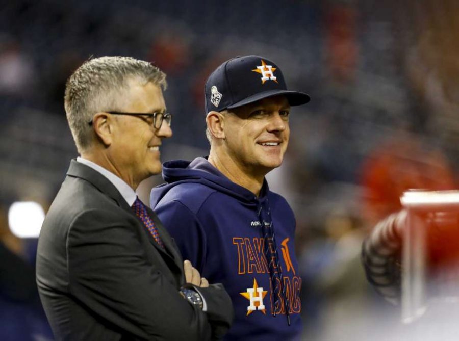 The+Houston+Astros+general+manager+Jeff+Lunhow+and+manager+AJ+Hinch+were+fired+by+the+team+on+Monday+following+their+announced+suspensions+by+the+MLB+for+the+2020+season+as+a+result+of+their+involvement+in+the+ongoing+sign-stealing+scandal+investigation.+