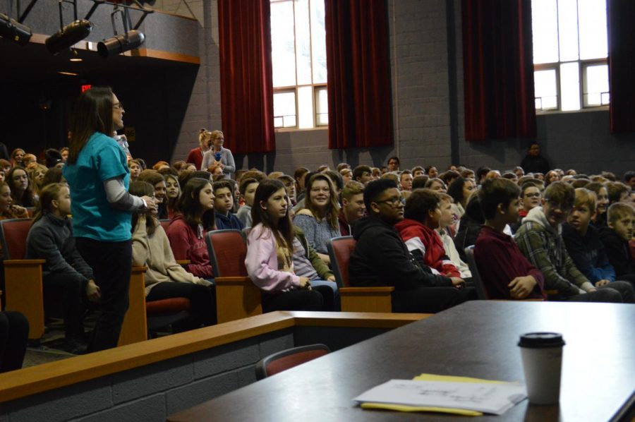 Eighth graders from the middle schools were welcomed to the high school with a presentation in the FAUD.
