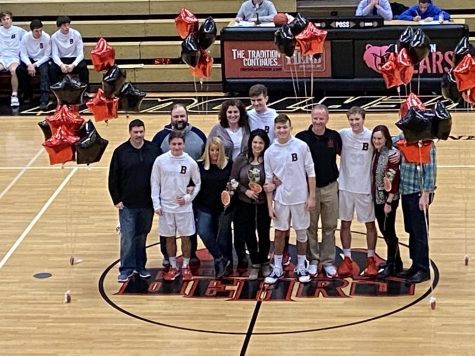 Seniors Ryan Barnes, Kameron Metcalf, Mason Marinello, and Alex Obarow were honored along with their families as part of Thursdays senior recognition. The Bears went on to beat Norristown 52-44. 
