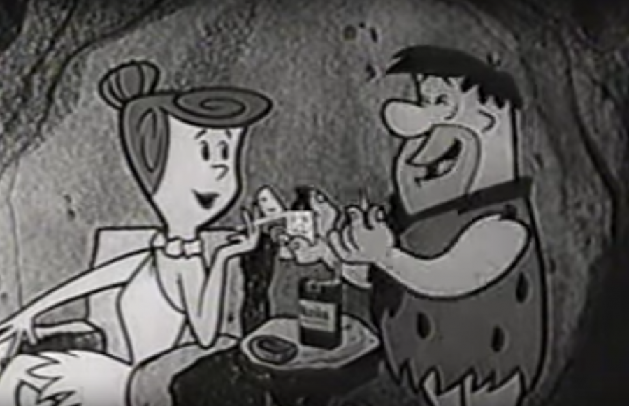 The Flintstones sharing a cigarette serves as a staple of a bygone time where smoking was commonplace. 