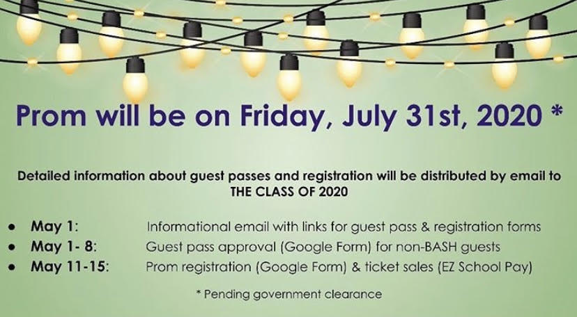Announcement posted by BASH Class of 2020 officers on @BASHClassOf2020 instagram