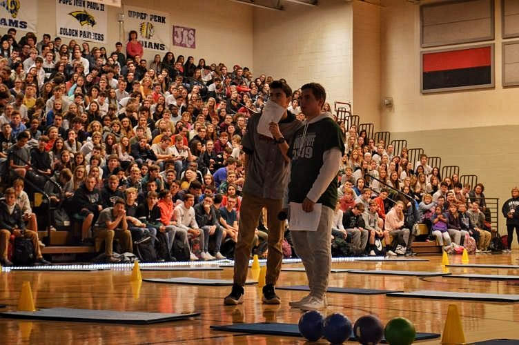 Along with speaking on TV and at FCA, PJ also led the homecoming and mini-thon pep rallies alongside Declan Coyle.