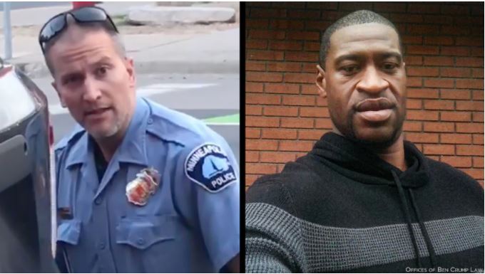Officer Derek Chauvin (left) tried and convicted for the murder of George Floyd (right).