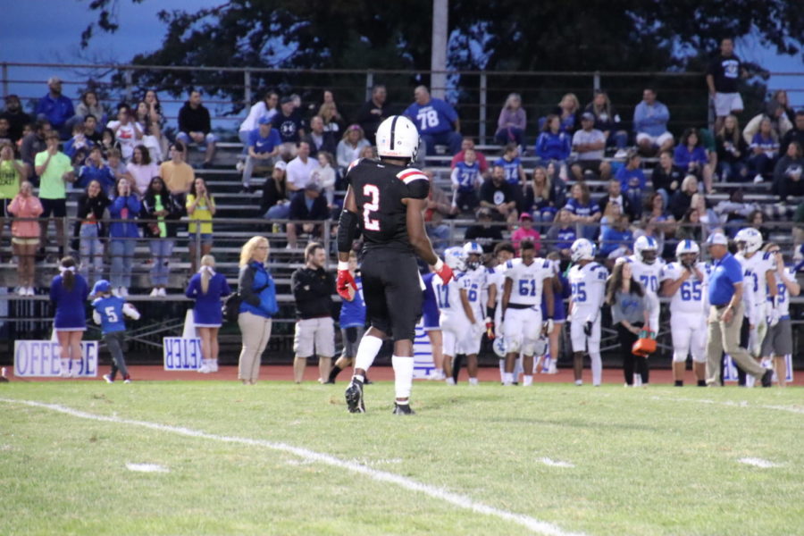 Boyertown Bears running back Leo Egbe on the field during the home game loss against the Exeter Eagles 8-56.