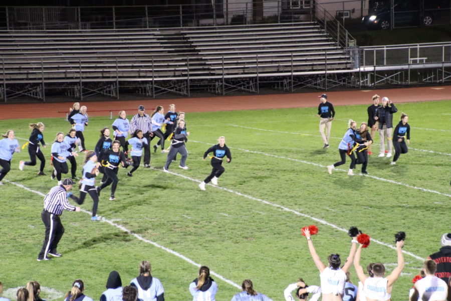 The seniors trying to catch up to the juniors on the field. 