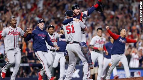Atlanta Braves celebrate first World Series championship since 1995, beating the Houston Astros 7-0 in Game 6 to win the series 4-2.