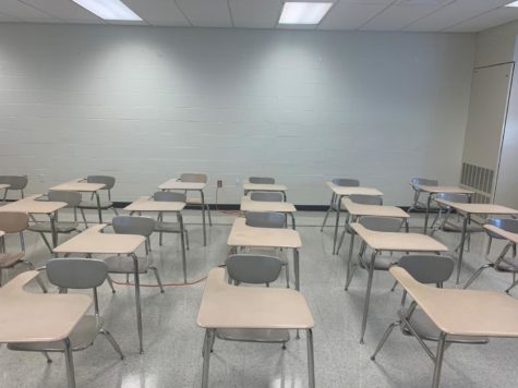 Desks in Room 807 at Boyertown Area Senior High will be empty until Thursday, December 2, 2021.