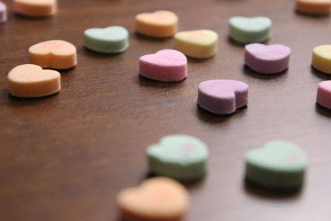 Candy hearts, a big staple for Valentines Day that people give out to each other. 