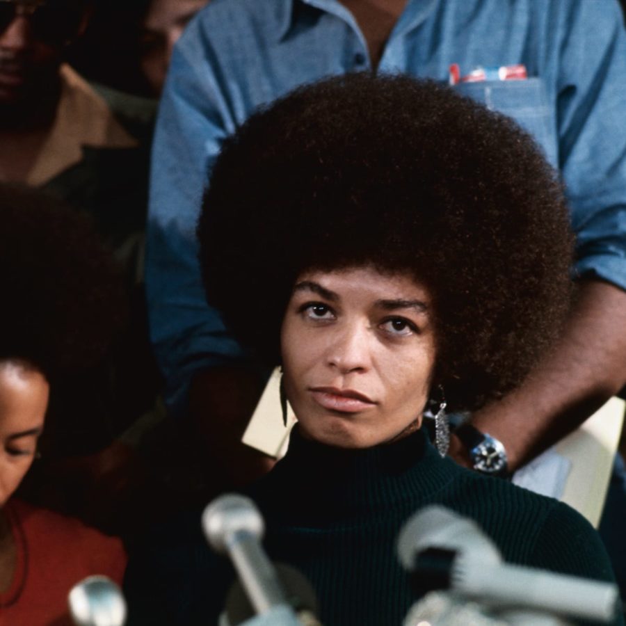 Angela at first news conference for the Black Panther party. 