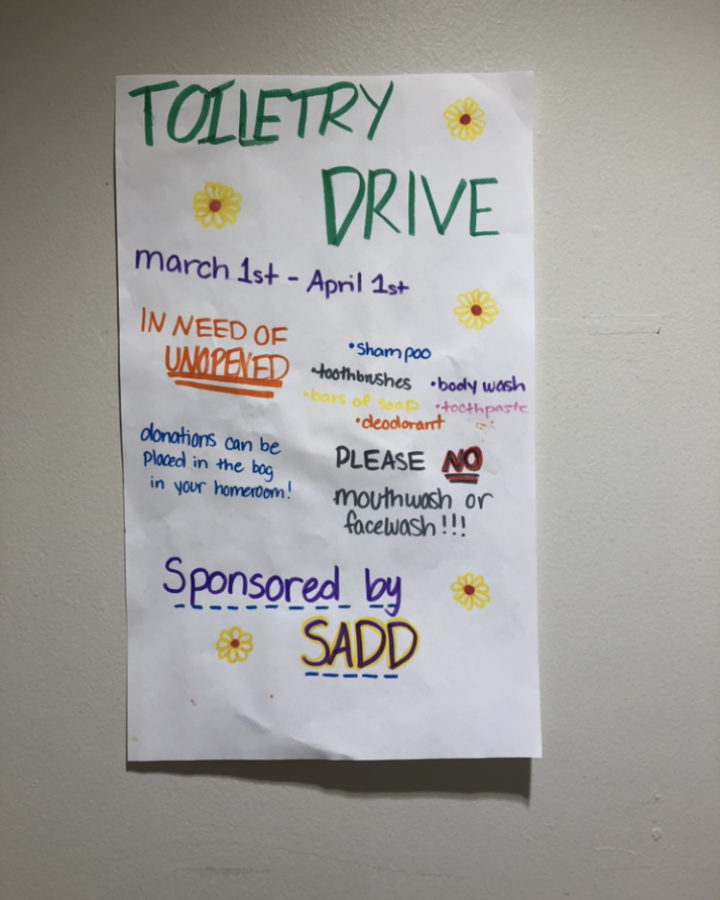 Support the SADD Clubs March toiletry drive!