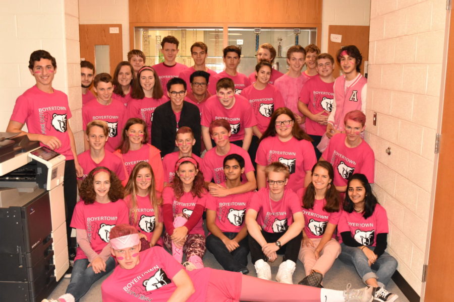 Previous years BASH TSA showing their support for breast cancer awareness by wearing Mr. Penningtons fundraiser shirts!