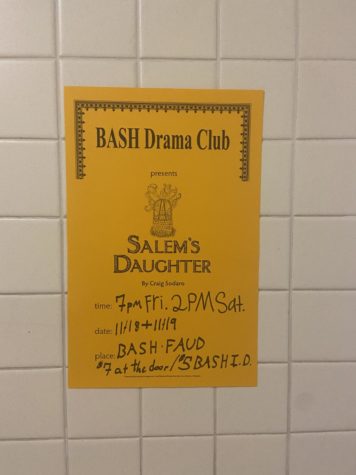 Poster hung throughout BASH hallways for Salems Daughter
