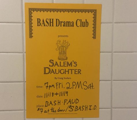 Poster hung throughout BASH hallways for Salems Daughter