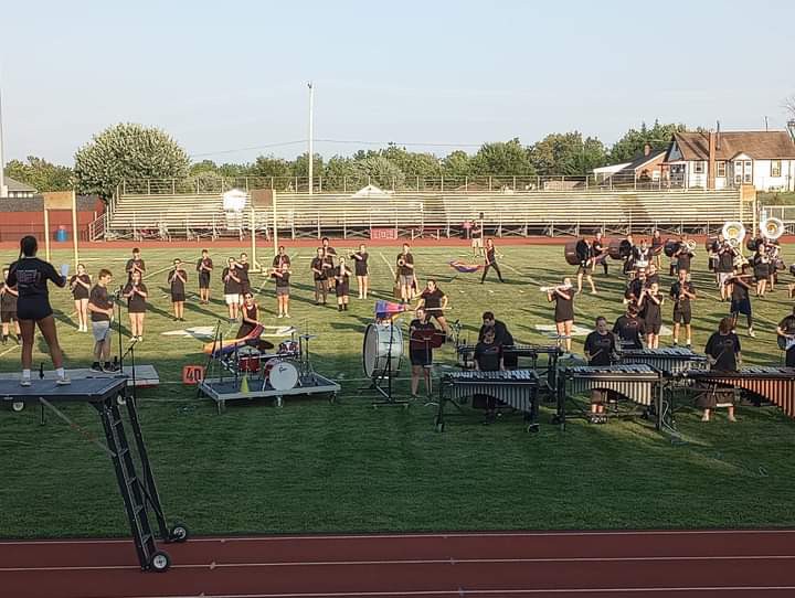 Boyertown+Area+Senior+Highs+marching+band+playing+on+the+field