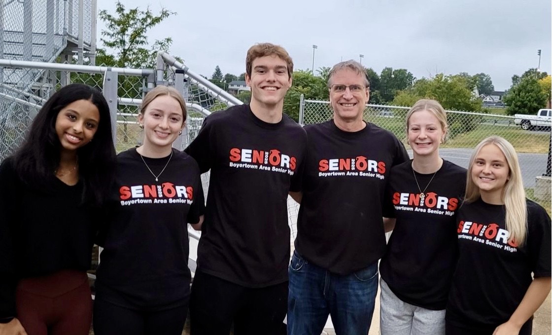 BASH Senior class officers at the senior sunrise, Boyertown softball field.