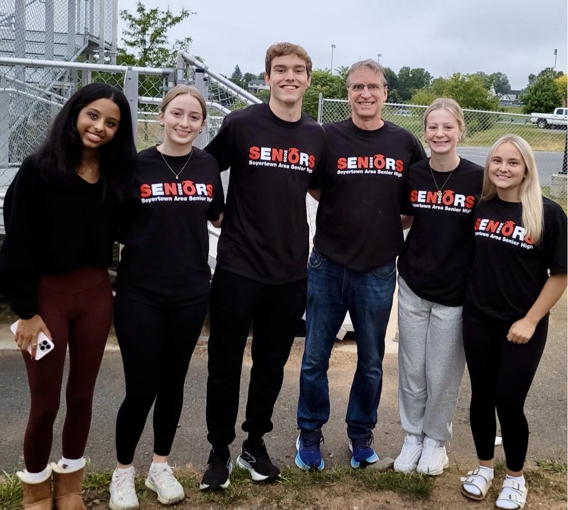 BASH Senior class officers at the senior sunrise, Boyertown softball field.