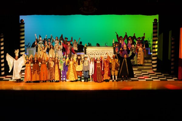 The entire cast after the show in front of the twenty mattresses.