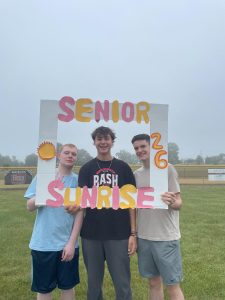 Ryan Christiansen (Left), Kolby Grim (Middle), and Stephen Dudas (Right), Posing for a picture at Senior Sunrise