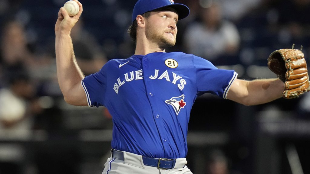 Trey Yesavage pitching in his MLB debut.
